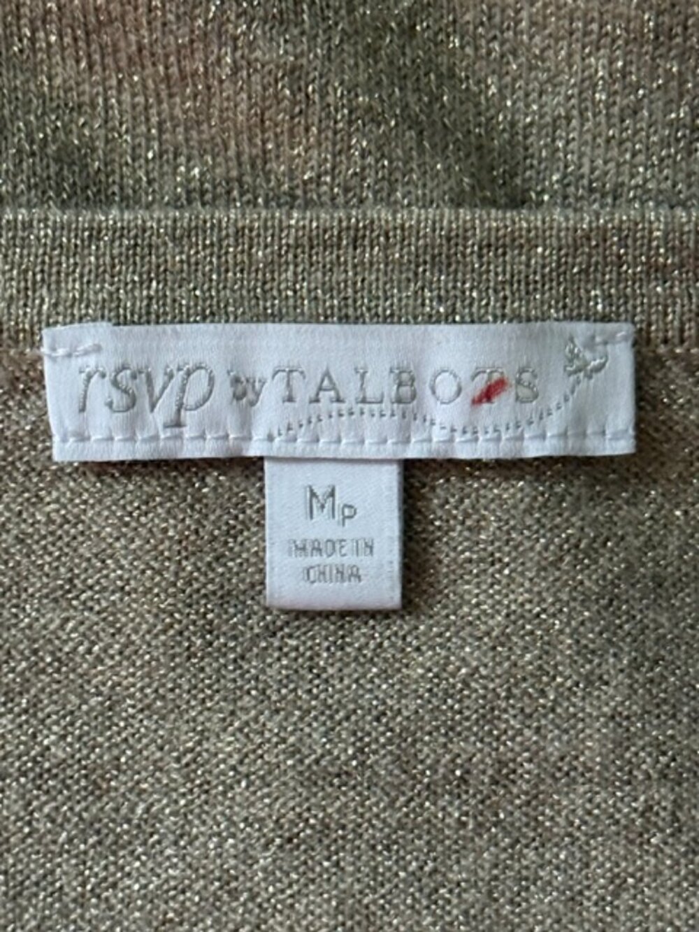 RSVP by Talbots Women Top Metallic Beige Merino Wool Bell Sleeves Petite Med EUC - Picture 15 of 16
